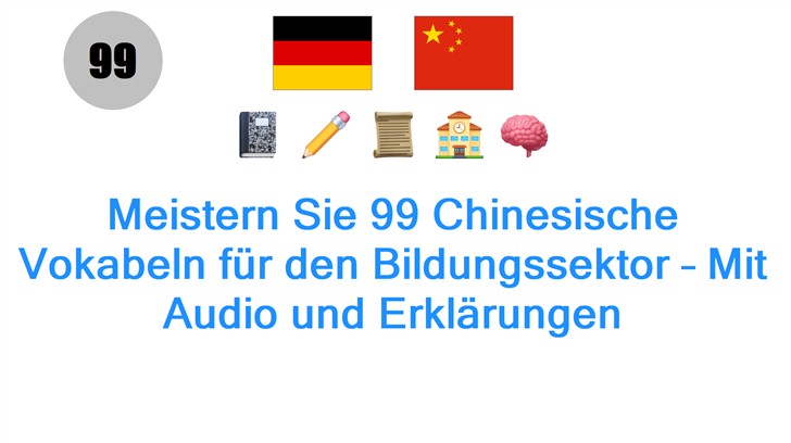 Meistern Sie 99 Chinesische Vokabeln für den Bildungssektor – Mit Audio und Erklärungen